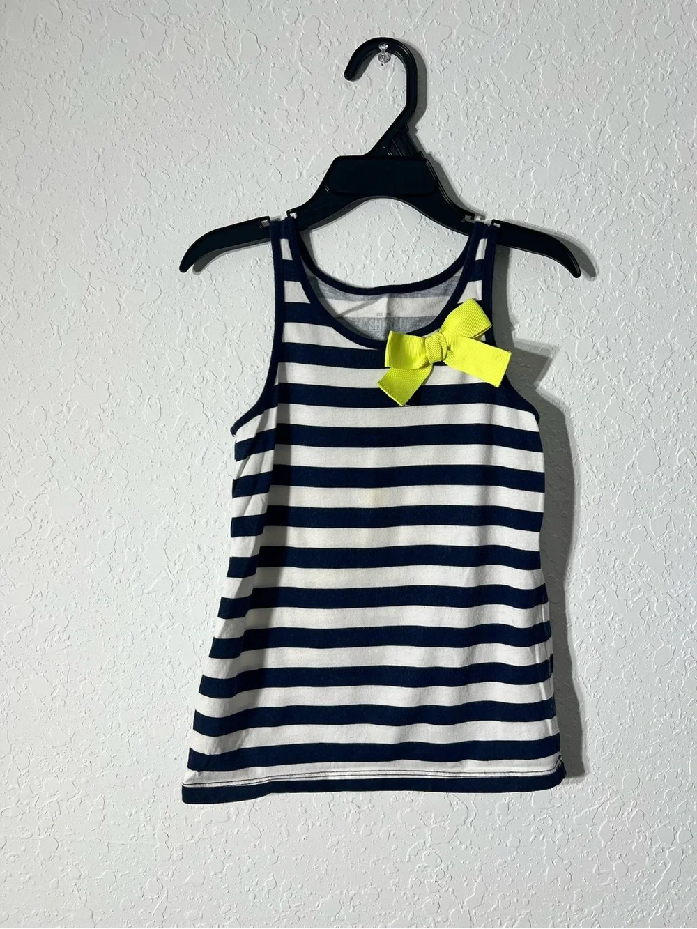 OshKosh B'gosh Navy and White Striped Tank with Yellow Bow